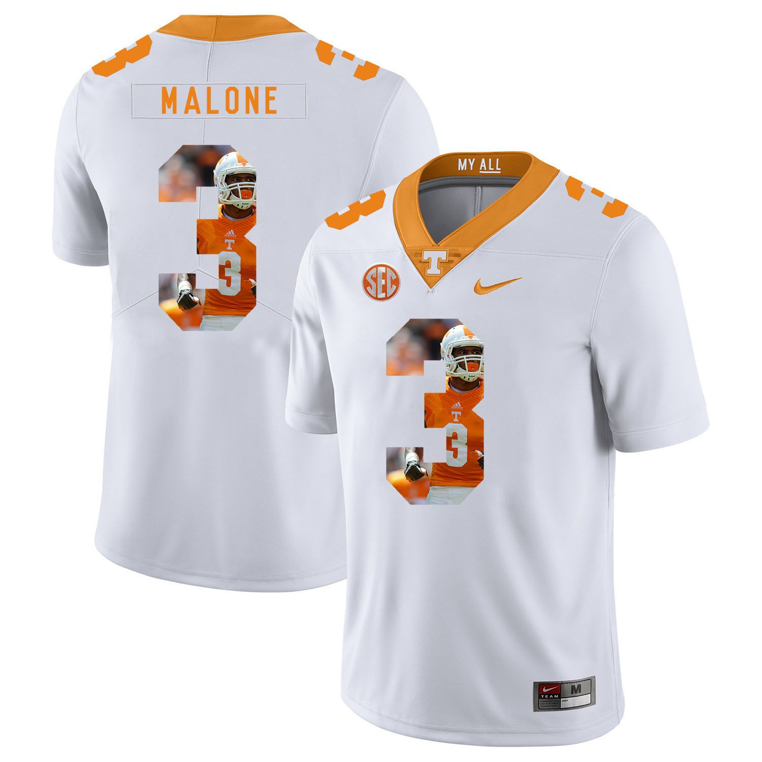 Men Tennessee Volunteers 3 Malone White Fashion Edition Customized NCAA Jerseys